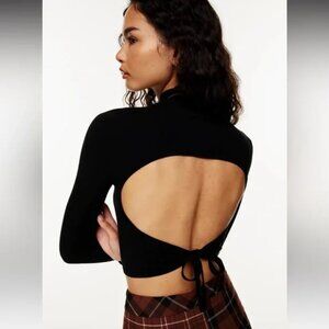 ARITZIA SUNDAY BEST Ellie Mock-Neck Open Back Sweater GREEN Size L *NEW* w/o tag